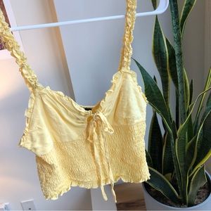 Yellow forever 21 women’s smocked sweetheart tank top